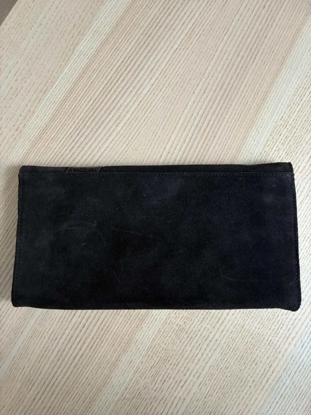 Brown Suede & Leather Clutch  Shoulder Bag